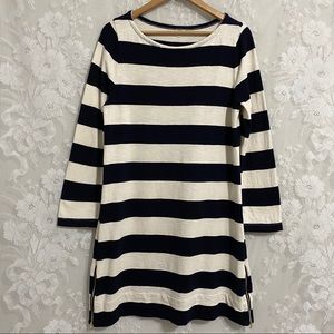 J Crew Navy Blue Striped Long Sleeve Shift Dress M